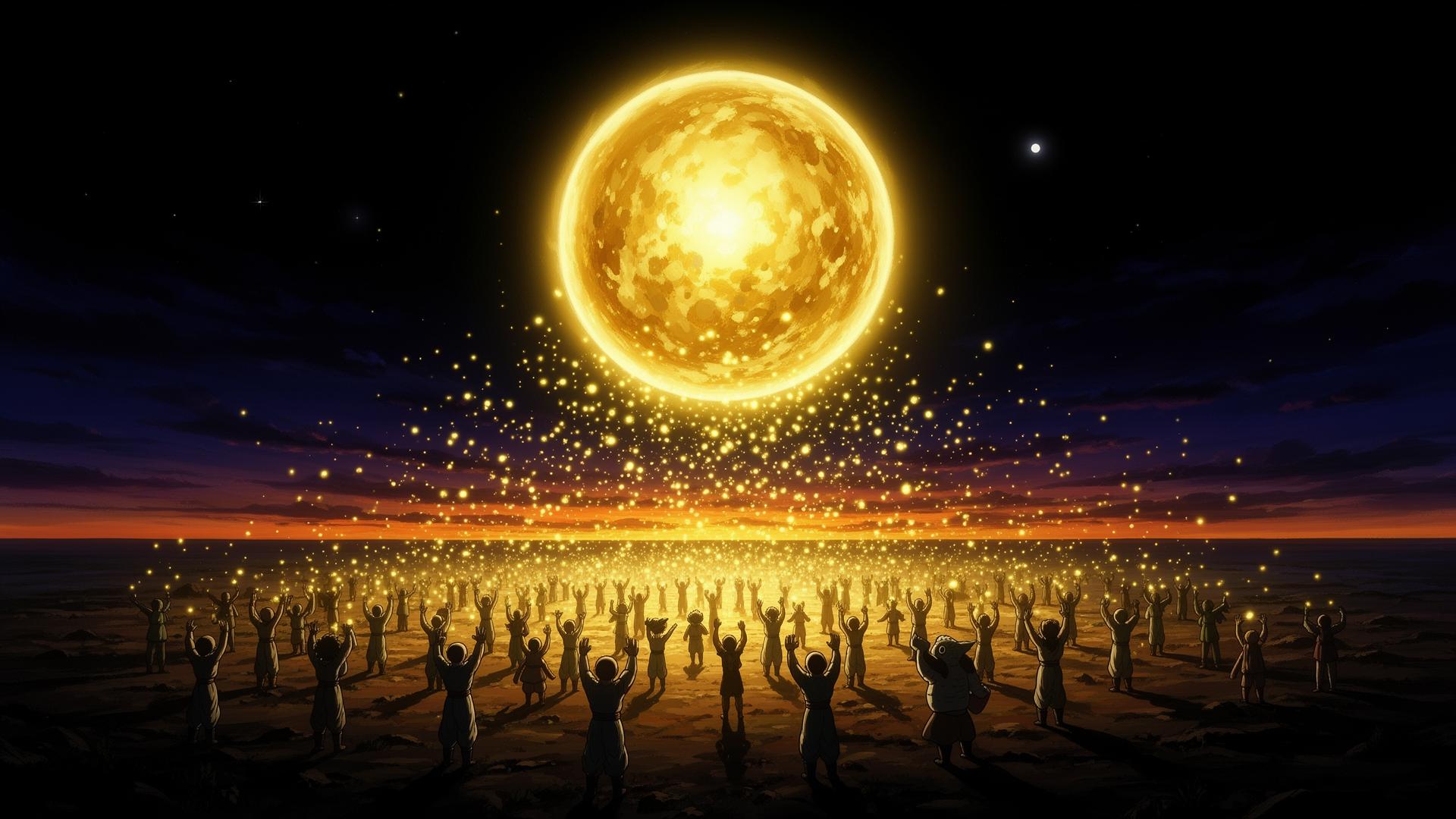 Spirit Bond — raised hands, energy sphere above earth